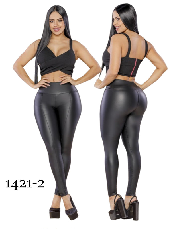 Elegant Lady Leggings Blush Leather Effect